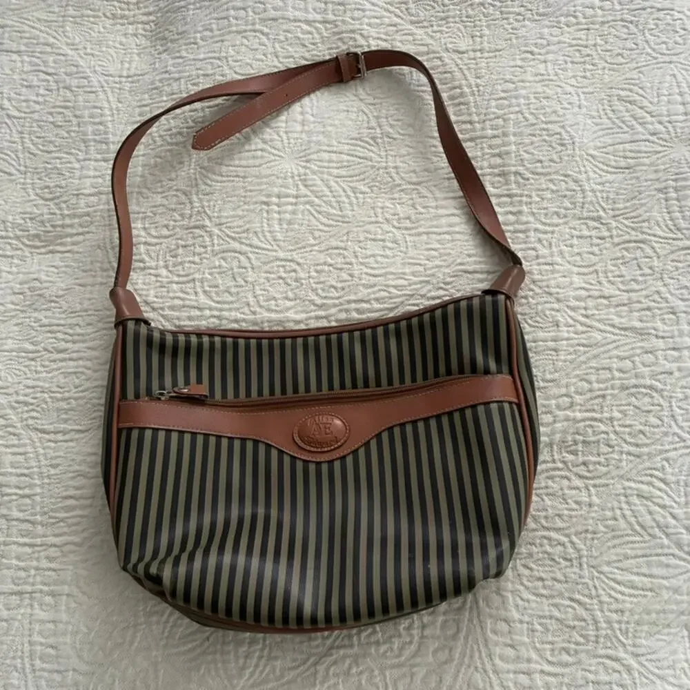 Allen Edward Black/Khaki Striped Purse